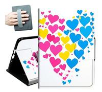 Case for 10.2" Kindle Scribe (2024/2022 Released) with Hand Straps and Auto Wake/Sleep Leather Multiple Angles Stand Smart Cover for 10.2" Amazon Kindle Scribe 2024/2022,Pink Blue Love Heart