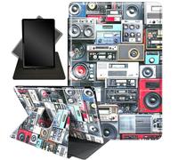 Case for 10.5 Inch Microsoft Surface Go 3 2021/2 2020/10" Surface Go 2018,360 Degree Rotating Stand Smart Protective Case for Surface Go 1 2 3 10"(2018 2020 2021 Release),Retro Radio Cassette