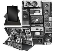 Case for 10.5 Inch Microsoft Surface Go 3 2021/2 2020/10" Surface Go 2018,360 Degree Rotating Stand Smart Protective Case for Surface Go 1 2 3 10"(2018 2020 2021 Release),White Black Retro Radio