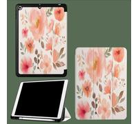 Case for 11 inch iPad Pro 4th/3rd/2nd Gen 2022/2021/2020,with Pencil Holder,Trifold Stand Protective Case,Soft Slim TPU Back Cover,Auto Wake/Sleep Watercolor Flowers Pink Petals-White