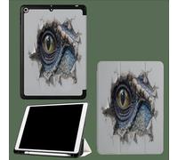 Case for 11 inch iPad Pro 4th/3rd/2nd Generation, with Pencil Holder, Trifold Stand Protective Case, Soft TPU Back Cover, Auto Wake/Sleep Dinosaur Eyes Breaking Down Walls Animals-Grey