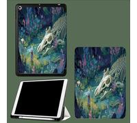 Case for 11 inch iPad Pro 4th/3rd/2nd Generation, with Pencil Holder, Trifold Stand Protective Case, Soft TPU Back Cover, Auto Wake/Sleep Fantasy Animal Skulls Fairy Tale Forest-Green