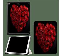 Case for 11 inch iPad Pro 4th/3rd/2nd Generation,with Pencil Holder,Trifold Stand Protective Case,Soft TPU Back Cover,Auto Wake/Sleep Heart-Shaped Rose Romance Love Flowers-Red