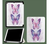Case for 11 inch iPad Pro 4th/3rd/2nd Generation, with Pencil Holder, Trifold Stand Protective Case, Soft TPU Back Cover, Auto Wake/Sleep Watercolor Butterfly Romance Insects-White