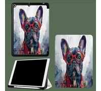 Case for 11 inch iPad Pro 4th/3rd /2rd Generation 2022/2021/2020, Trifold Stand Protective Case with Pencil Holder, Auto Sleep/Wake, Soft TPU Back Cover French Bulldog Graffiti Simple Animal-Grey