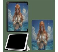 Case for 11 inch iPad Pro 4th/3rd/2rd Generation 2022/2021/2020, Trifold Stand Protective Case with Pencil Holder, Auto Sleep/Wake, Soft TPU Back Cover Red-Haired Woman Myth Portrait-Blue