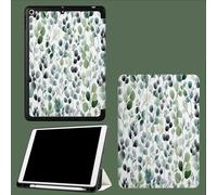 Case for 11 inch iPad Pro 4th/3rd /2rd Generation 2022/2021/2020,Trifold Stand Protective Case with Pencil Holder,Auto Sleep/Wake,Soft TPU Back Cover Eucalyptus Leaves Abstract Plants-Green
