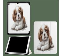 Case for 11 inch iPad Pro 4th/3rd/2rd Generation 2022/2021/2020,Trifold Stand Protective Case with Pencil Holder,Auto Sleep/Wake,Soft Back Cover Cavalier King Charles Spaniel Cartoon Animals-White