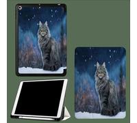 Case for 11 inch iPad Pro 4th/3rd/2rd Generation 2022/2021/2020, Trifold Stand Protective Case with Pencil Holder, Auto Sleep/Wake, Soft TPU Back Cover Cat On The Snow Winter Animals-Blue