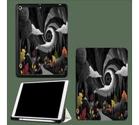 Case for 11 inch iPad Pro 4th/3rd /2rd Generation 2022/2021/2020,Trifold Stand Protective Case with Pencil Holder,Auto Sleep/Wake,Soft TPU Back Cover Weird Spiral Entrance Abstract Leaves Road-Black
