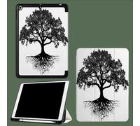Case for 11 inch iPad Pro 4th/3rd /2rd Generation 2022/2021/2020, Trifold Stand Protective Case with Pencil Holder, Auto Sleep/Wake, Soft TPU Back Cover Oak Tree Silhouette Ancient Plant-White