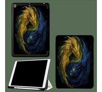 Case for 11 inch iPad Pro 4th/3rd/2rd Generation 2022/2021/2020,Trifold Stand Protective Case with Pencil Holder,Auto Sleep/Wake,Soft Back Cover Yin Yang Abstract Dragon Fantasy Art Animals-Dark Blue
