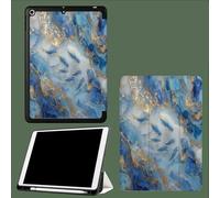 Case for 11 inch iPad Pro 4th/3rd/2rd Generation 2022/2021/2020, Trifold Stand Protective Case with Pencil Holder, Auto Sleep/Wake, Soft TPU Back Cover Fish Luxury Marble Abstract Art-Blue