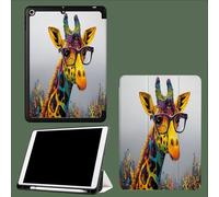 Case for 11 inch iPad Pro 4th/3rd/2rd Generation 2022/2021/2020,Trifold Stand Protective Case with Pencil Holder,Auto Sleep/Wake,Soft TPU Back Cover Colored Glasses Giraffe Cute Funny Animals