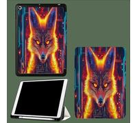 Case for 11 inch iPad Pro 4th/3rd/2rd Generation 2022/2021/2020, Trifold Stand Protective Case with Pencil Holder, Auto Sleep/Wake, Soft TPU Back Cover Cartoon Fox Punk Aesthetics-Yellow