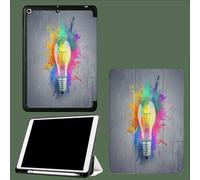 Case for 11 inch iPad Pro 4th/3rd/2rd Generation 2022/2021/2020, Trifold Stand Protective Case with Pencil Holder, Auto Sleep/Wake, Soft TPU Back Cover Multicolor Light Bulb Cartoon Art-Grey