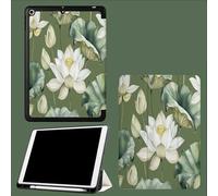 Case for 11 inch iPad Pro 4th/3rd /2rd Generation 2022/2021/2020, Trifold Stand Protective Case with Pencil Holder, Auto Sleep/Wake, Soft TPU Back Cover Lotus Sage Green Lotus Leaf-Green