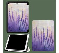 Case for 11 inch iPad Pro 4th/3rd /2rd Generation 2022/2021/2020, Trifold Stand Protective Case with Pencil Holder, Auto Sleep/Wake, Soft TPU Back Cover Lavender Countryside Flower Fields-Purple