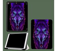 Case for 11 inch iPad Pro 4th/3rd /2rd Generation 2022/2021/2020, Trifold Stand Protective Case with Pencil Holder, Auto Sleep/Wake, Soft TPU Back Cover Mysterious Animals Wolf-Purple