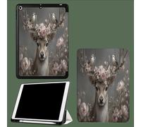 Case for 11 inch iPad Pro 4th/3rd /2rd Generation 2022/2021/2020, Trifold Stand Protective Case with Pencil Holder, Auto Sleep/Wake, Soft TPU Back Cover Wreath Sika Deer Nature Animals-Brown