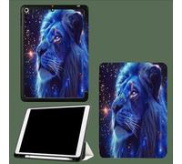 Case for 11 inch iPad Pro 4th/3rd /2rd Generation 2022/2021/2020, Trifold Stand Protective Case with Pencil Holder, Auto Sleep/Wake, Soft TPU Back Cover Starry Sky Lion'S Head Mysterious Animals-Blue
