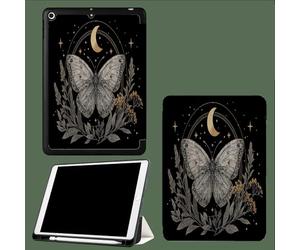 Case for 11 inch iPad Pro 4th/3rd/2rd Generation 2022/2021/2020,Trifold Stand Protective Case with Pencil Holder,Auto Sleep/Wake,Soft TPU Back Cover Crescent Moon Butterfly Retro Elegant Floral-Black