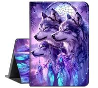 Case for 12.3 Inch Microsoft Surface Pro 7/6/5/4,Slim Soft Shockproof TPU Silicone Protective Back Shell Case,Purple Dream Catcher Wolf