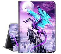 Case for 12.3 Inch Microsoft Surface Pro 7/6/5/4,Slim Soft Shockproof TPU Silicone Protective Back Shell Case,Moon and Purple Dragon