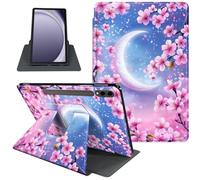 Case for 12.4 inch Galaxy Tab S10 Plus Case (2024), Galaxy Tab S9 Plus Case (2023), 360 Degree Rotating Folio Stand Smart PU Leather Cover, Auto Sleep/Wake, Crescent Moon