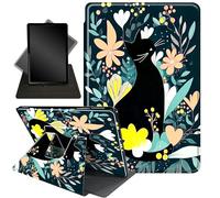 Case for 13 Inch Microsoft Surface Pro 11/10/9,360 Degree Rotating Stand Smart Protective Case for urface 11th Edition AI 2024/Pro 9 5G 13" 2022,Cute Black Cat and Petals