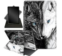 Case for 13 Inch Microsoft Surface Pro 11/10/9,360 Degree Rotating Stand Smart Protective Case for urface 11th Edition AI 2024/Pro 9 5G 13" 2022,Black White Wolf