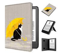 Case for 2024/2022 6" Device, TOKILO Lightweight Premium PU Leather Sleeve Case with Auto Sleep Wake/Hand Strap/Foldable Stand, Incompatible with iPad/Samsung/Kobo/Tolino/Sony 6inch e-Reader, Cat