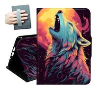 Case for 2026/2024 Release Samsung Galaxy Tab A11/A9 8.7 Inch,with Hand Straps and Auto Wake/Sleep PU Leather Slim Multiple Angles Stand Smart Cover for Galaxy Tab A11/A9,Wolf Howl