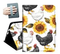 Case for 2026/2024 Release Samsung Galaxy Tab A11/A9 8.7 Inch,with Hand Straps and Auto Wake/Sleep PU Leather Slim Multiple Angles Stand Smart Cover for Galaxy Tab A11/A9,Chickens and Sunflower