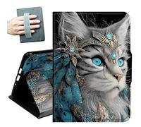Case for 2026/2024 Release Samsung Galaxy Tab A11/A9 8.7 Inch,with Hand Straps and Auto Wake/Sleep PU Leather Slim Multiple Angles Stand Smart Cover for Galaxy Tab A11/A9,Blue Grey Cats