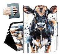 Case for 2026/2024 Release Samsung Galaxy Tab A11/A9 8.7 Inch,with Hand Straps and Auto Wake/Sleep PU Leather Slim Multiple Angles Stand Smart Cover for Galaxy Tab A11/A9,Watercolor Cows