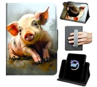 Case for 6.8" Kindle Paperwhite 11th Generation 2021/Paperwhite Signature Edition 360 Rotating Degree Stand Auto Wake/Sleep Protective Cover with Hand Strap & Magnetic Clasp - Cute Funny Pig