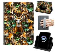 Case for 6.8" Kindle Paperwhite 11th Generation 2021/Paperwhite Signature Edition 360 Rotating Degree Stand Auto Wake/Sleep Protective Cover with Hand Strap & Magnetic Clasp - Cute Deer in the Tree