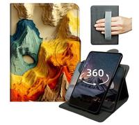 Case for 6.8" Kindle Paperwhite 11th Generation 2021 & Signature Edition 360 Degree Rotating PU Leather Tablet Cover with Hand Strap, Auto Wake/Sleep & Magnetic Clasp - Beautiful Colorful Mountains