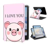 Case for 6.8" Kindle Paperwhite 11th Generation 2021 & Signature Edition | Pig I Love You Slim 360 Degree Rotating Detachable Magnetic Clear Back Protective Adjustable Stand Cover with Auto Wake/Sleep