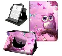 Case for 6" All New Kindle 10th Generation 2019 Release, 360 Degree Rotating Stand Cover with Hand Strap, Auto Sleep/Wake,Cute Little Owl