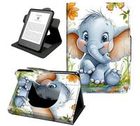 Case for 6" All New Kindle 10th Generation 2019 Release, 360 Degree Rotating Stand Cover with Hand Strap, Auto Sleep/Wake,Baby Elephant in The Water