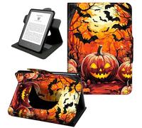 Case for 6" All New Kindle 10th Generation 2019 Release, 360 Degree Rotating Stand Cover with Hand Strap, Auto Sleep/Wake,Pumpkins in The Woods