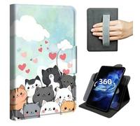Case for 6" All New Kindle 10th Generation 2019 Release, 360° Rotating Multi-Angle Stand Cover with Hand Strap,Auto Sleep/Wake,Cute Cartoon Cats and Dogs
