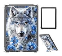 Case for 6" All New Kindle 10th Generation 2019 Release,Clear TPU Shockproof Stand Bumper Back Cover Transparent Case for Kindle 10th Gen 2019,White Rose Wolf