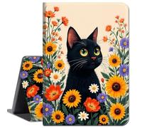 Case for 6 Inch Kindle 2024 and 2022 (11th Generation), Slim Soft Shockproof TPU Silicone Protective Back Shell Case for Kindle RS23CV / C2V2L3 E-Reader,Black Cat and Sunflower