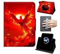 Case for 6" Kindle 10th Generation 2019 Release 360 Rotating Degree Stand Auto Wake/Sleep Protective Cover with Hand Strap & Magnetic Clasp - Red Phoenix Sunset