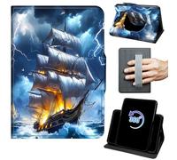 Case for 6" Kindle 11th Generation 2024/2022 Release 360 Rotating Degree Stand Auto Wake/Sleep Protective Cover with Hand Strap & Magnetic Clasp - Ship On The Sea