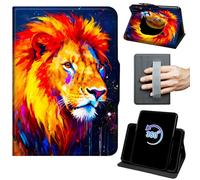 Case for 6" Kindle Paperwhite 10th Generation 2018 Release 360 Rotating Degree Stand Auto Wake/Sleep Protective Cover with Hand Strap & Magnetic Clasp - Watercolour Lion