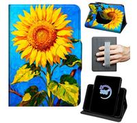 Case for 6" Kindle Paperwhite 10th Generation 2018 Release 360 Rotating Degree Stand Auto Wake/Sleep Protective Cover with Hand Strap & Magnetic Clasp - Sunflower on Blue